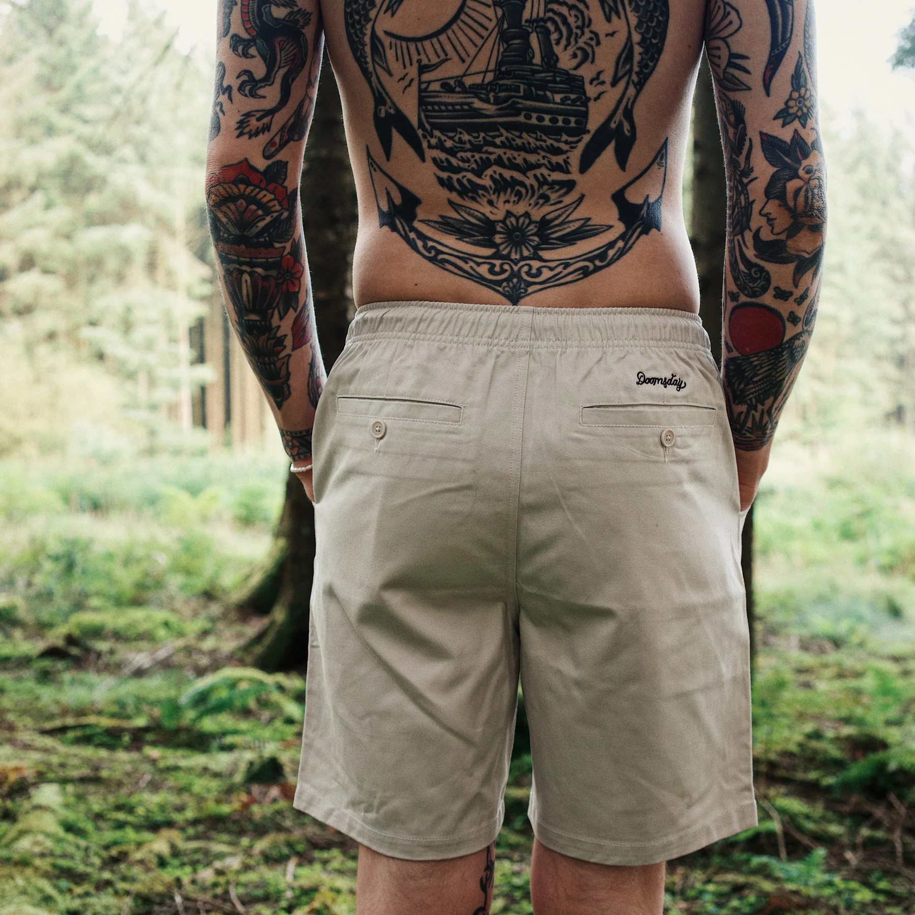 Bone Panther linen Shorts - Image 3