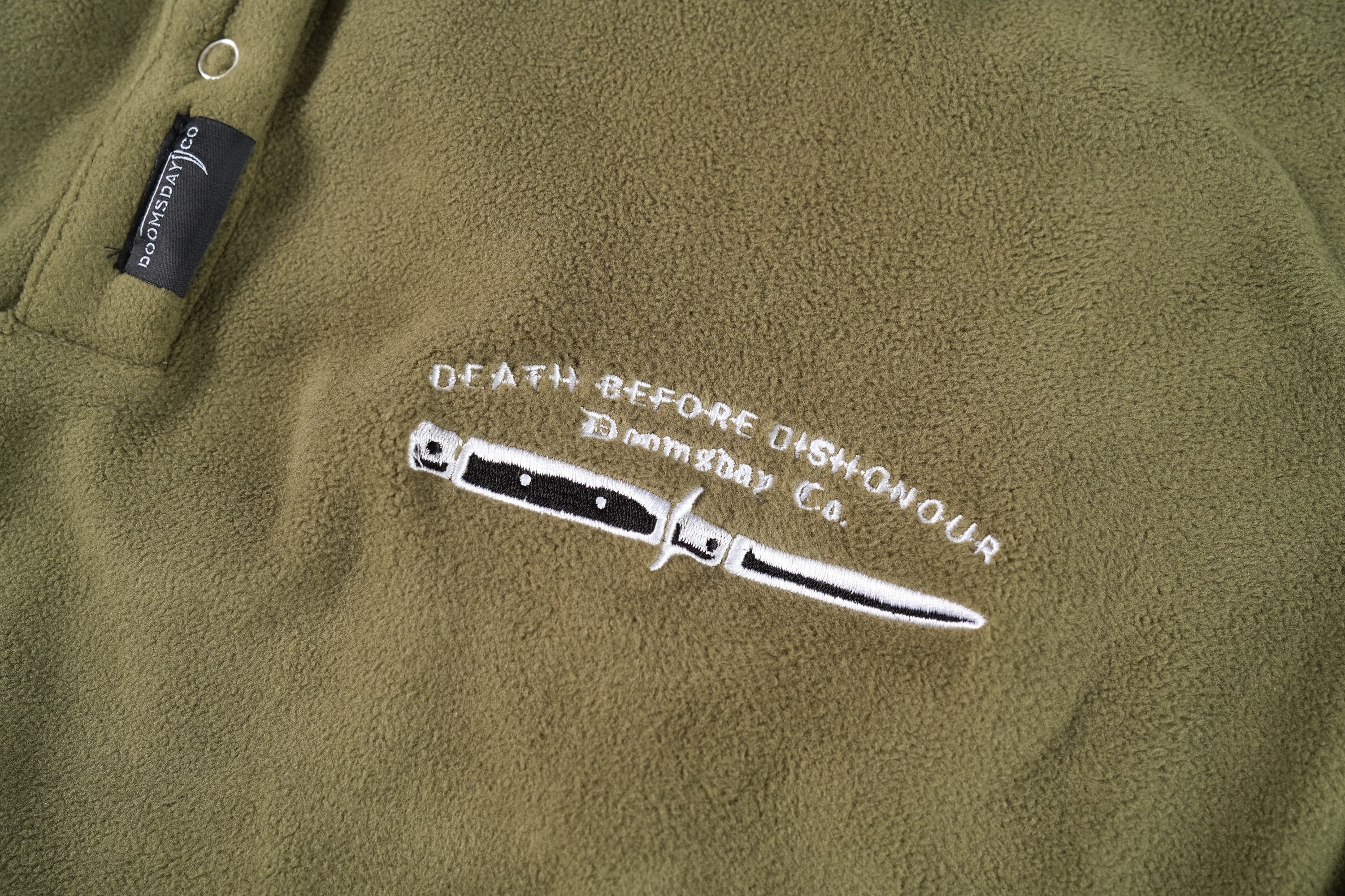Death Before dishonour Cropped Fleece - Olive - Image 3