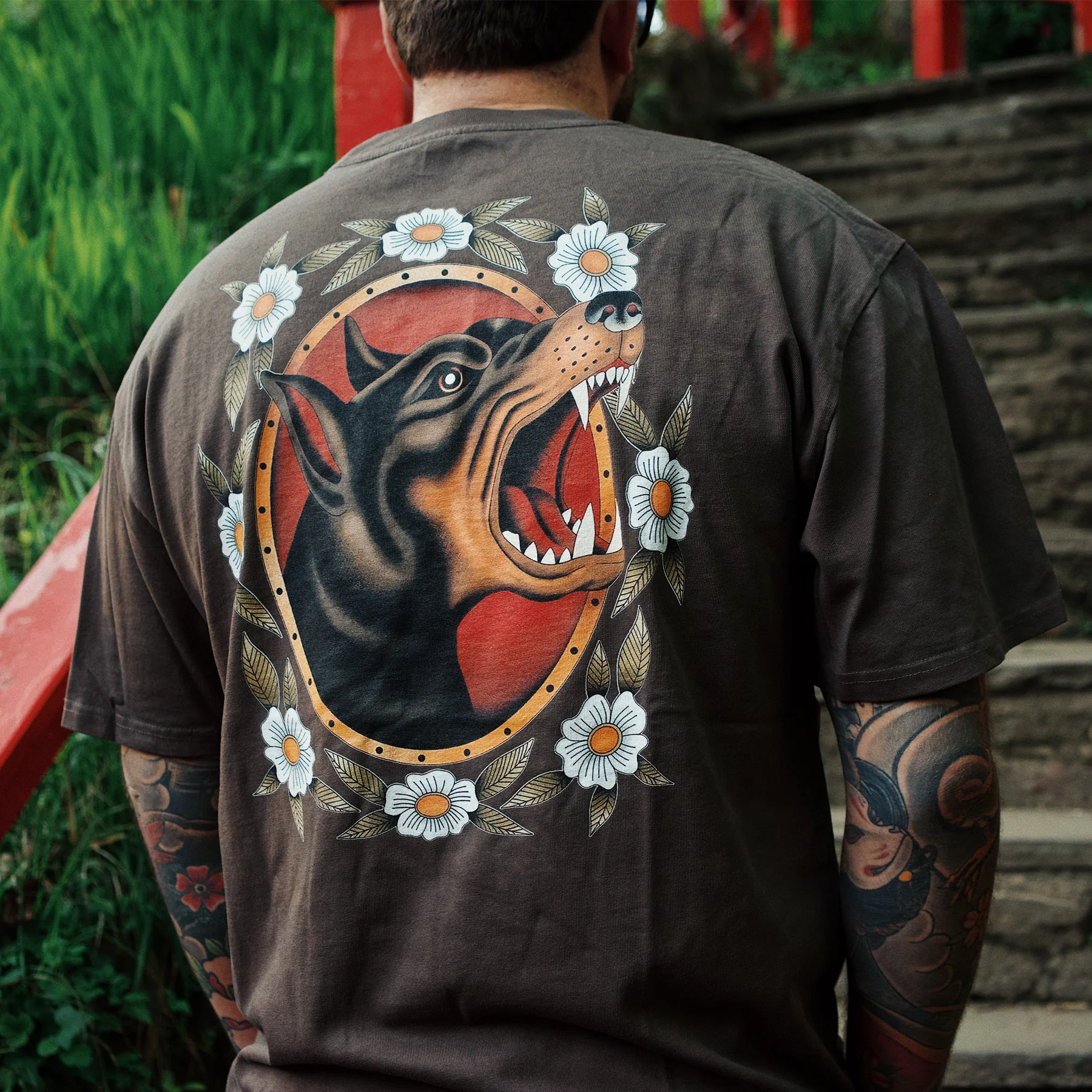 Doberman Heavy Tee in Faded Brown