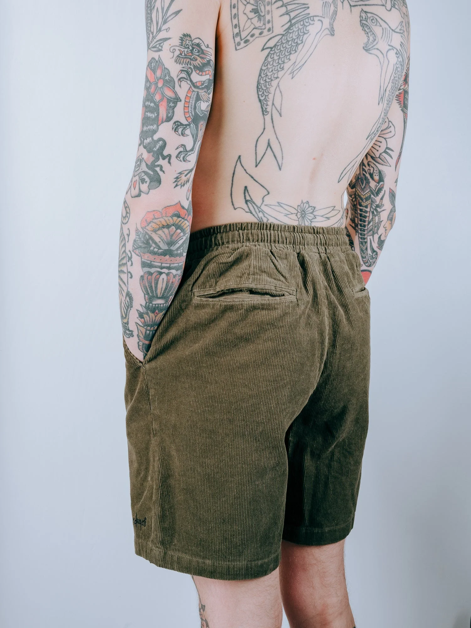 Doomsday Corduroy Shorts - Army Green - Image 6