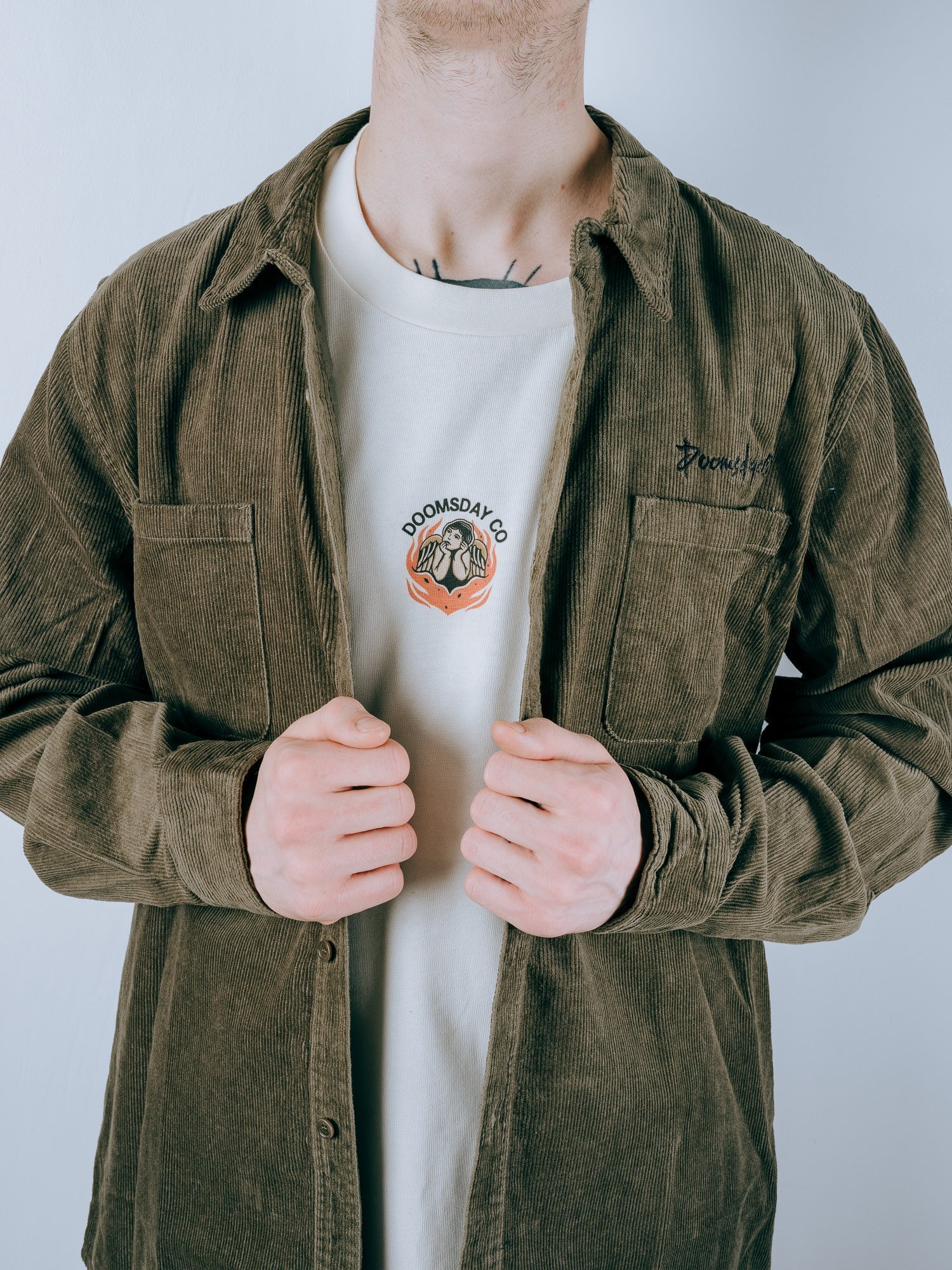 Essential Corduroy Shirt - Army Green - Image 4
