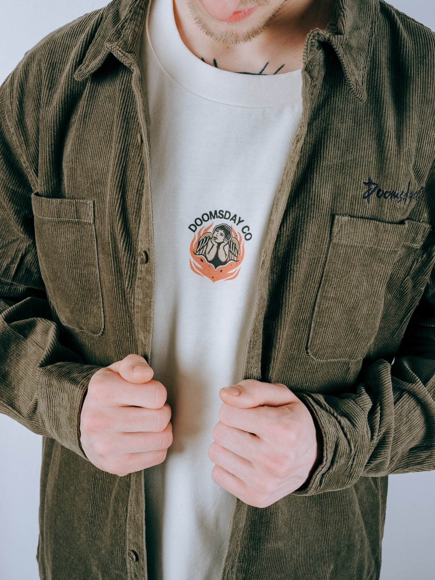Essential Corduroy Shirt - Army Green - Image 5
