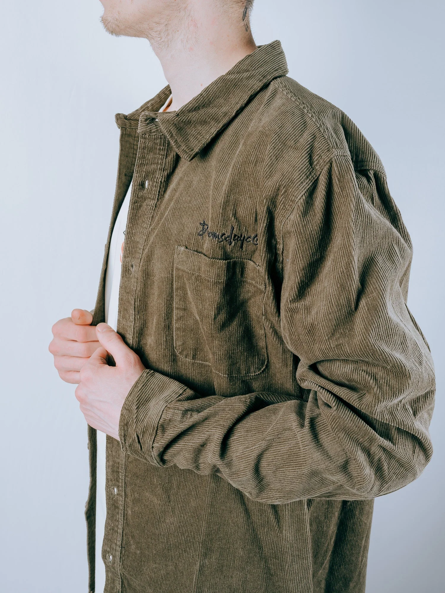 Essential Corduroy Shirt - Army Green - Image 7