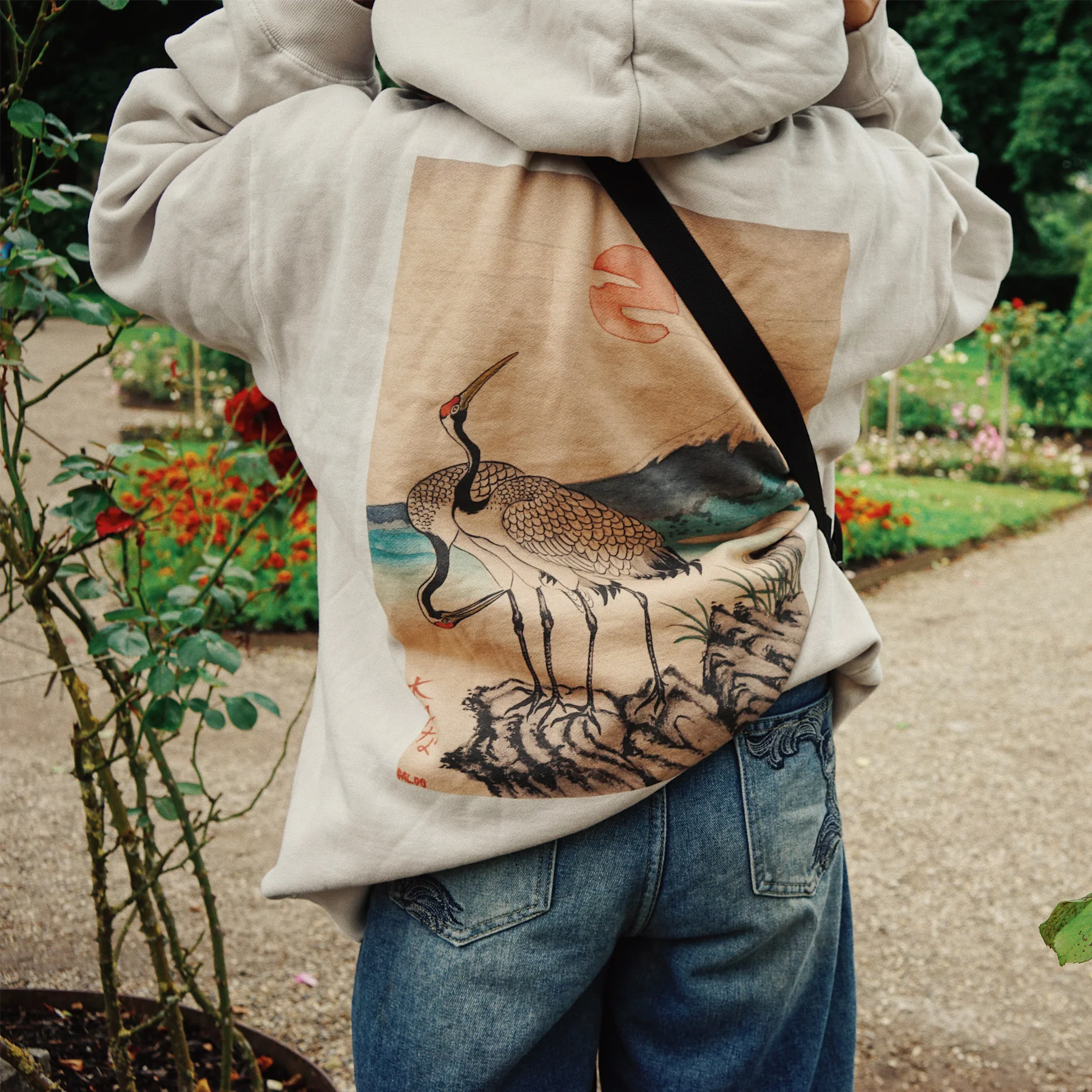 Mount Fuji faded bone Hoodie - Image 3