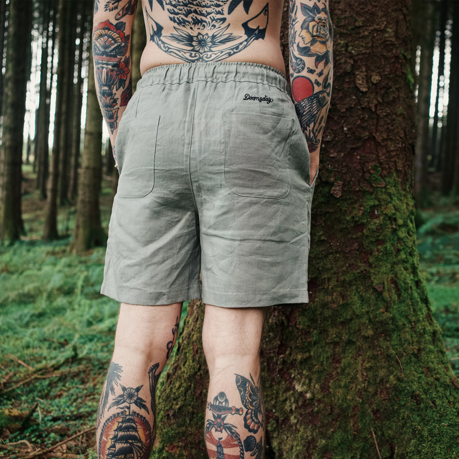 Linen Snake Shorts eucalyptus - Image 3