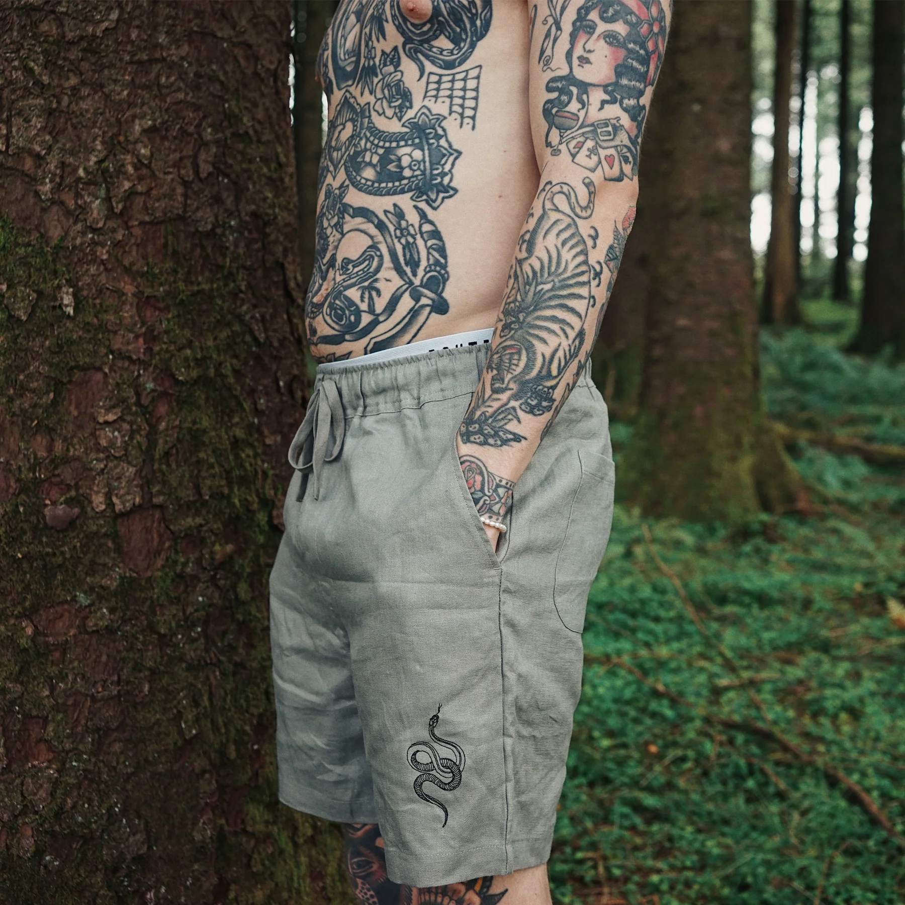 Linen Snake Shorts eucalyptus - Image 4