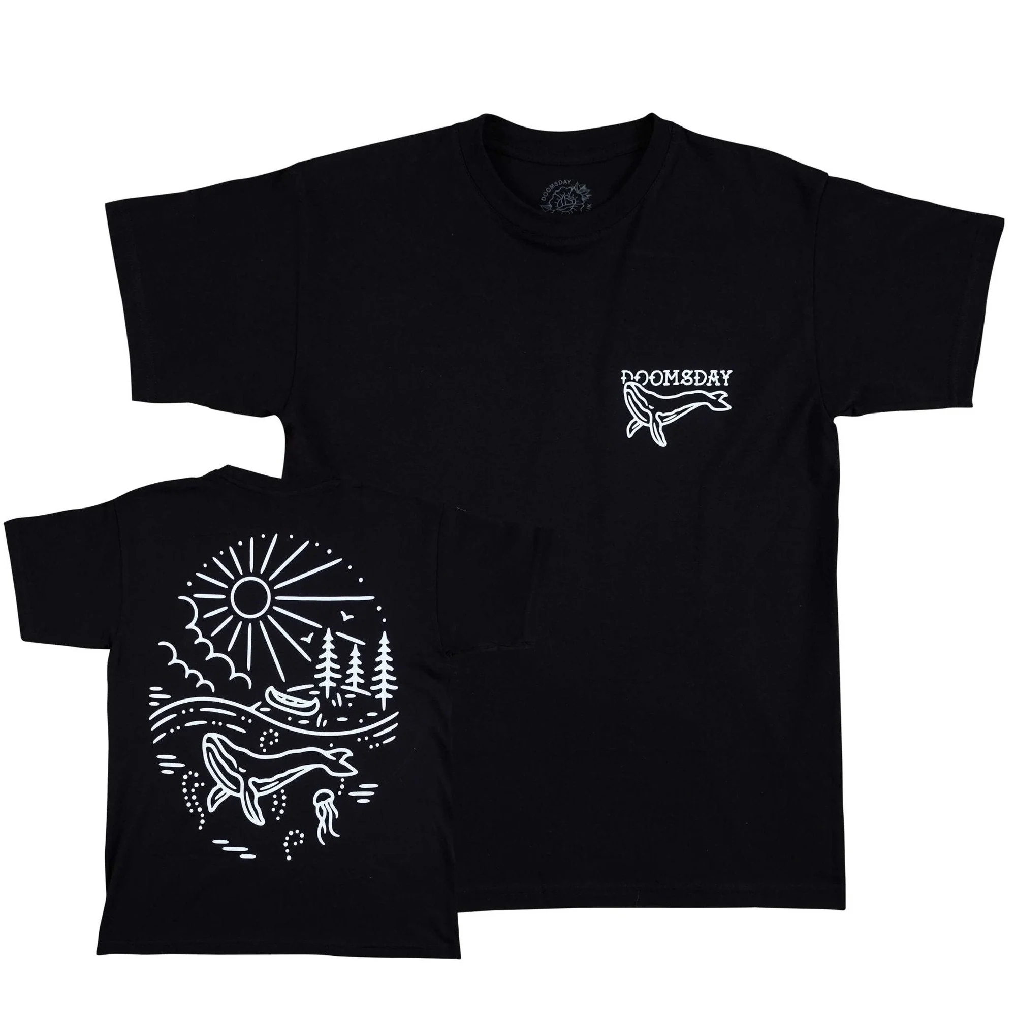 Lone Whale - Black T-Shirt - Image 2