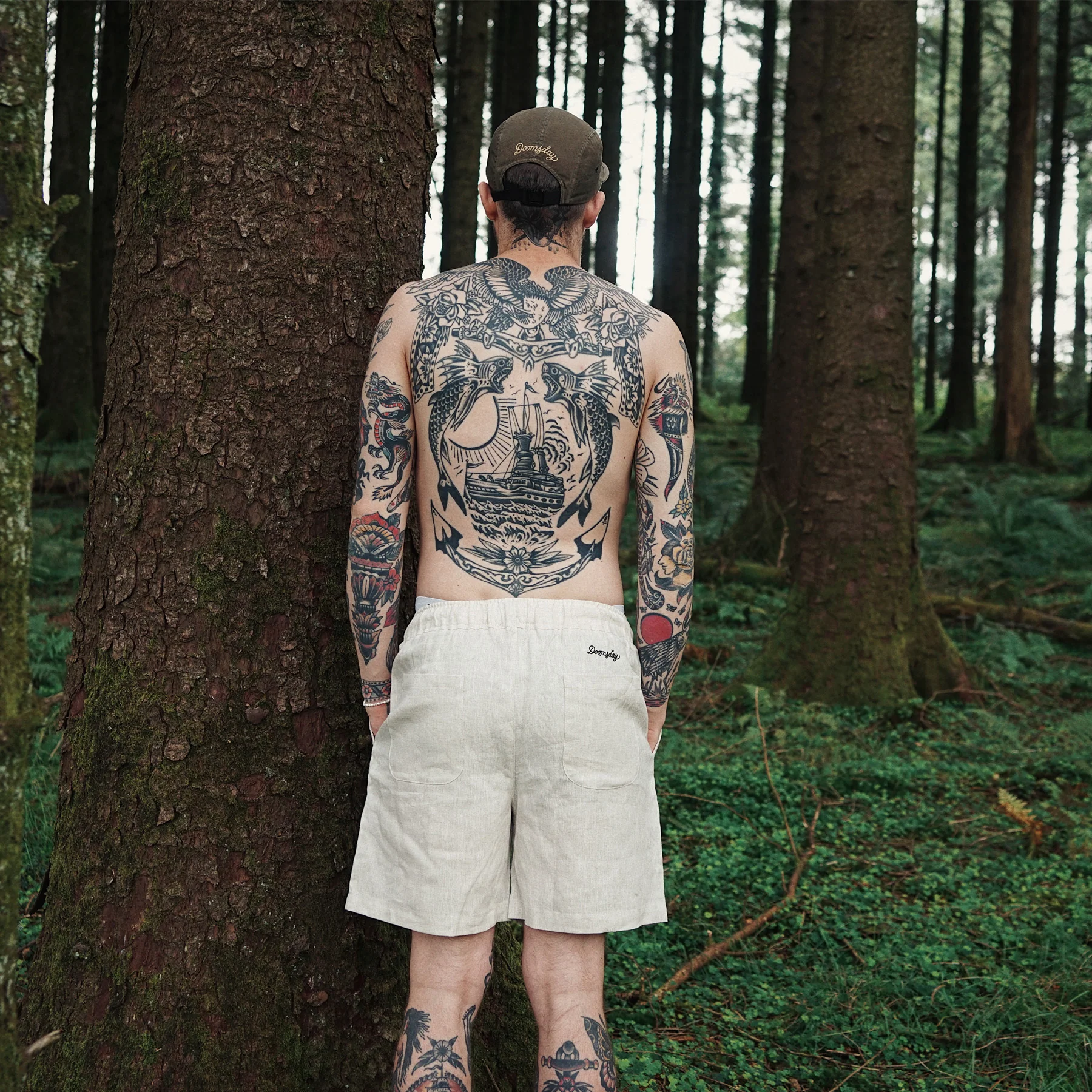 Natural Linen Snake Shorts - Image 2