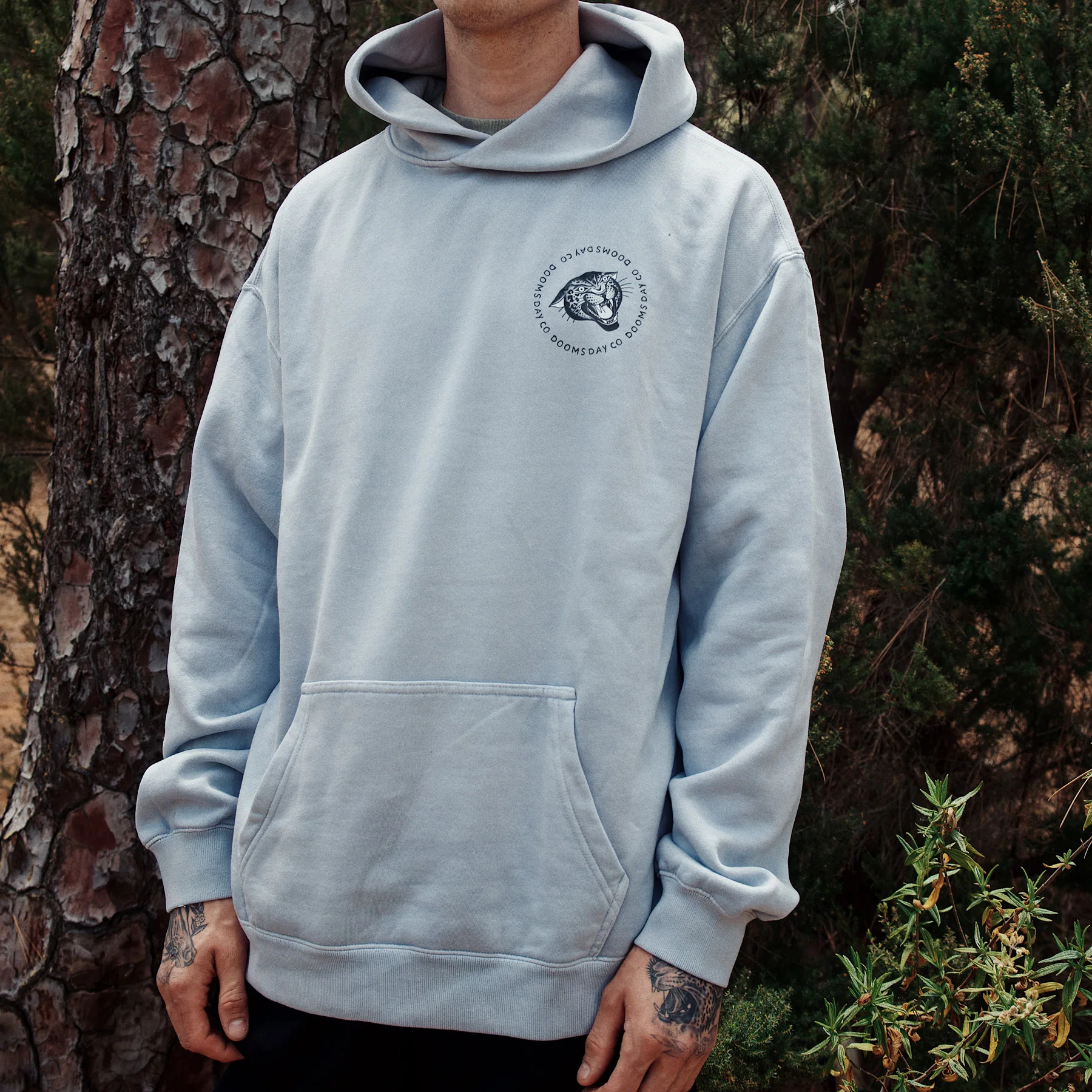 Tony Bluearms faded powder Blue Hoodie - Image 3